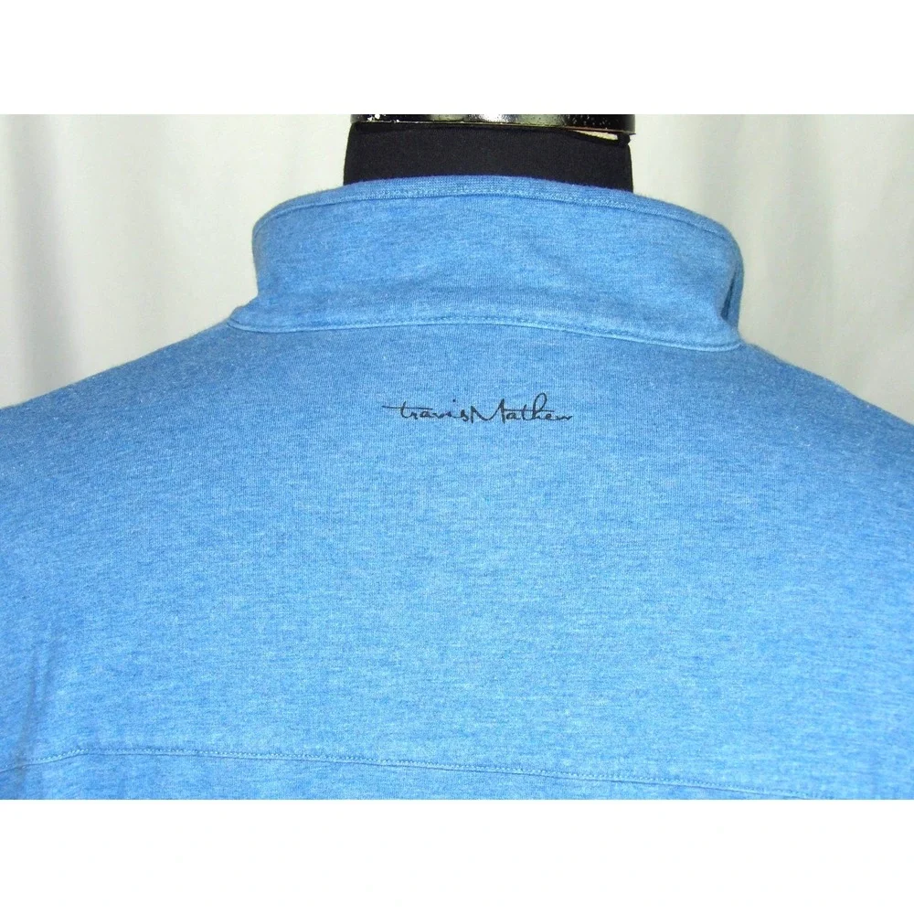 Travis Mathew Blue Striped 1/4 Zip Stretch Performance Golf Jacket Men's XXL